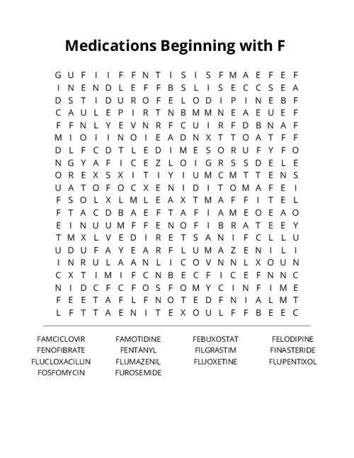 Medications Beginning with F Crossword Puzzle