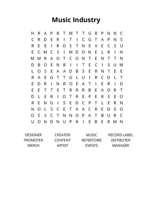 Music Industry Crossword Puzzle