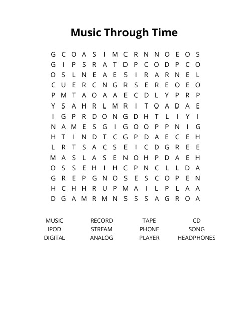 Music Through Time Crossword Puzzle