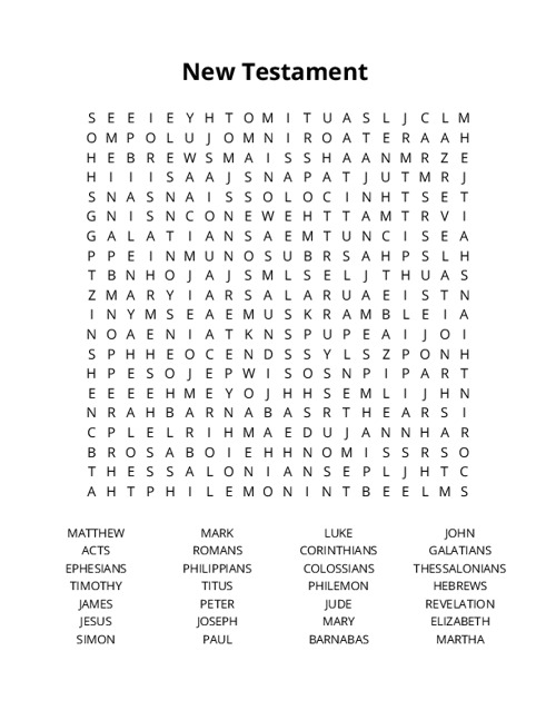 New Testament Crossword Puzzle