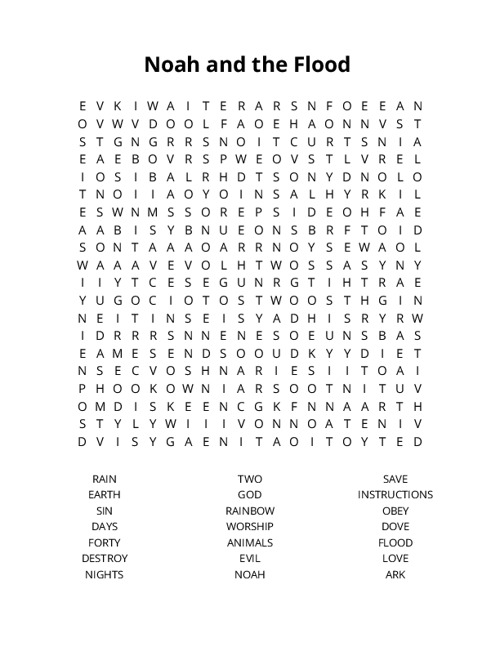 Noah and the Flood Crossword Puzzle
