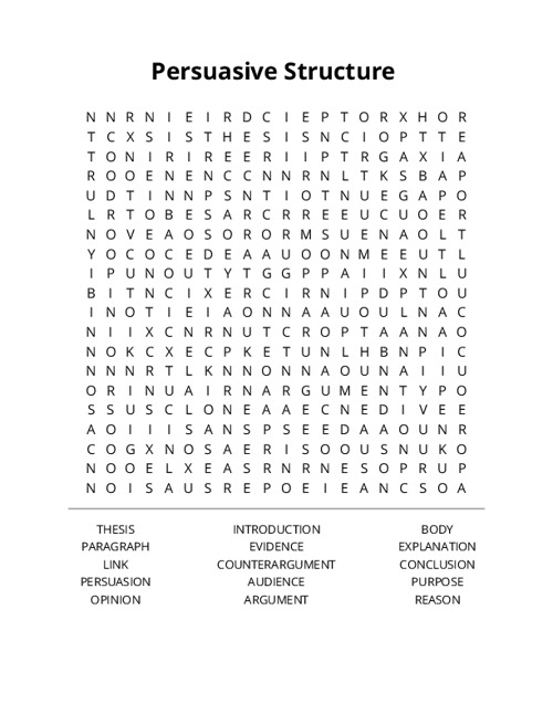 Persuasive Structure Crossword Puzzle