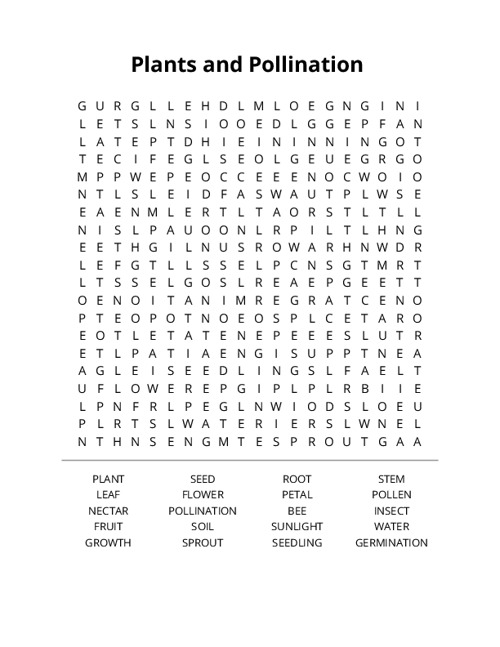 Plants and Pollination Crossword Puzzle