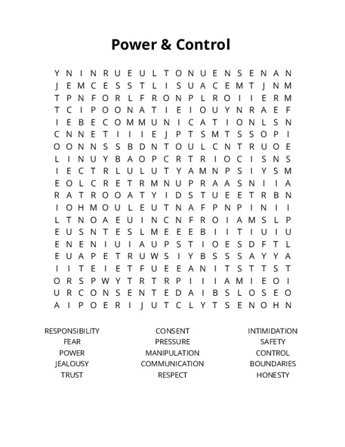 Power & Control Crossword Puzzle