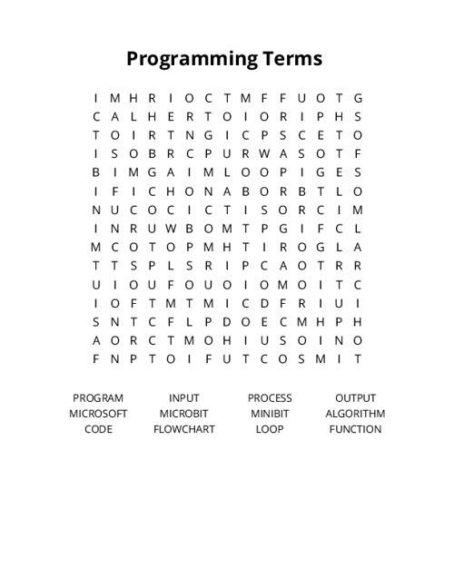 Programming Terms Crossword Puzzle