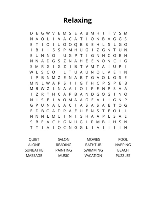Relaxing Crossword Puzzle