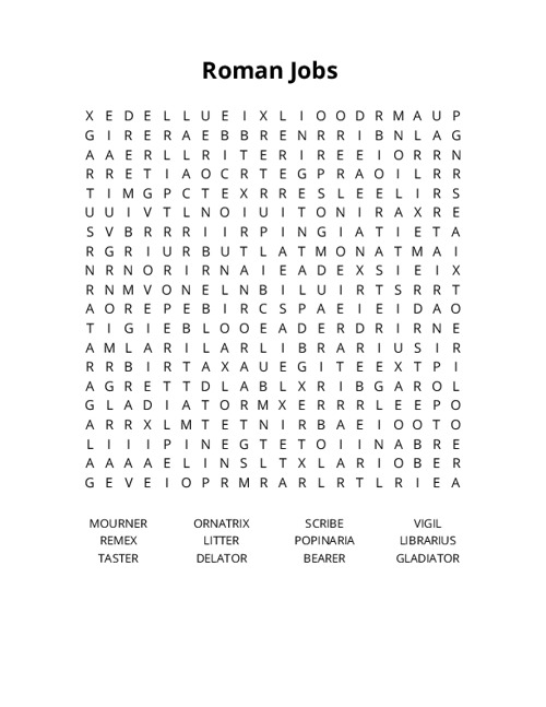 Roman Jobs Crossword Puzzle