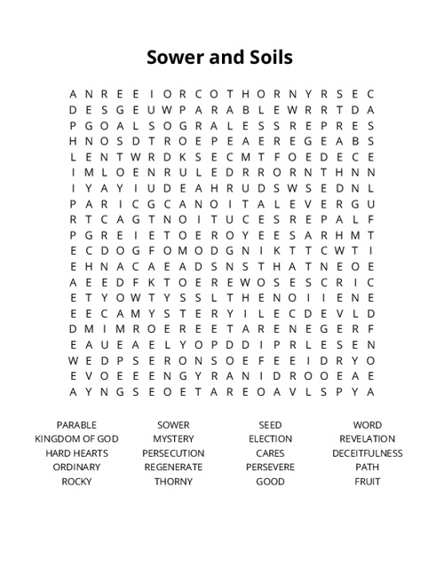 Sower and Soils Crossword Puzzle