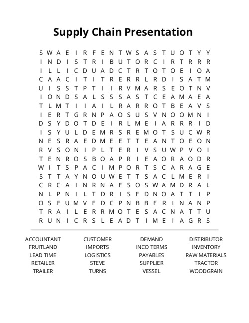 Supply Chain Presentation Crossword Puzzle