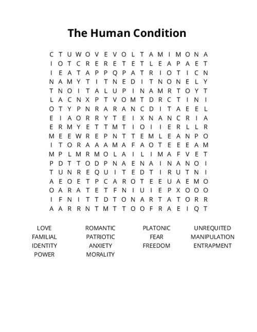 The Human Condition Crossword Puzzle