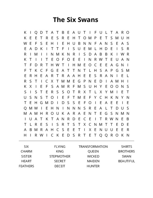 The Six Swans Crossword Puzzle