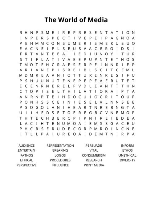The World of Media Crossword Puzzle