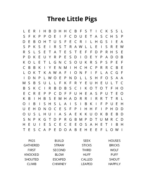 Three Little Pigs Crossword Puzzle