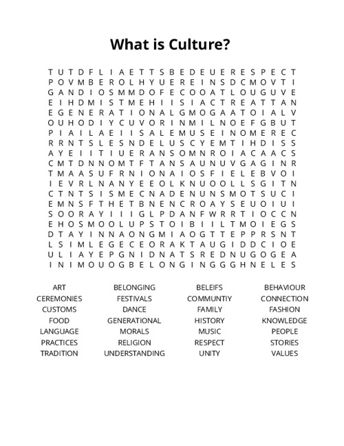 What is Culture? Crossword Puzzle