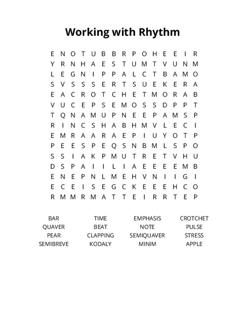 Working with Rhythm Crossword Puzzle
