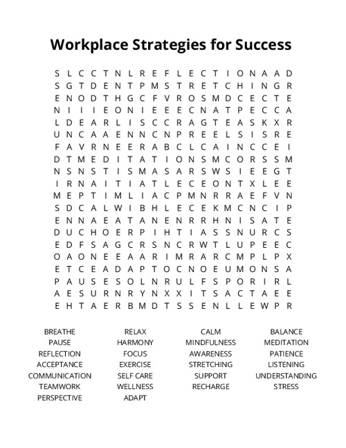 Workplace Strategies for Success Crossword Puzzle