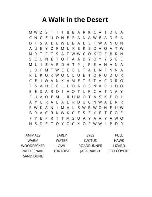 A Walk in the Desert Crossword Puzzle