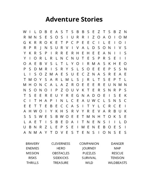 Adventure Stories Crossword Puzzle