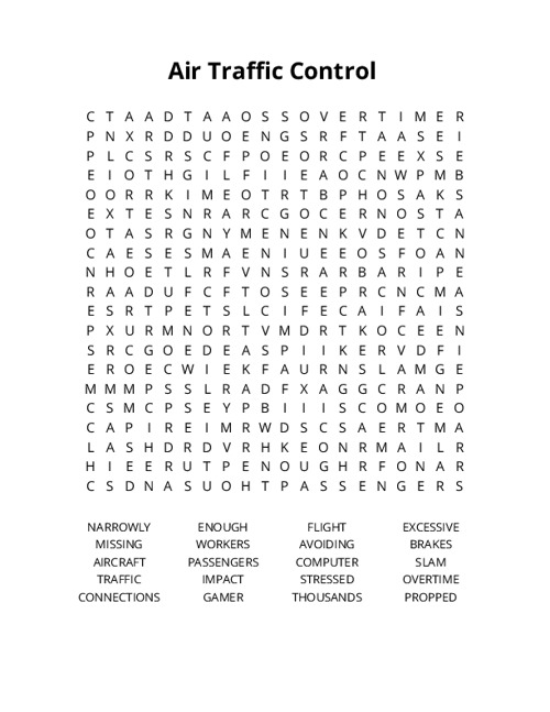 Air Traffic Control Word Search Puzzle