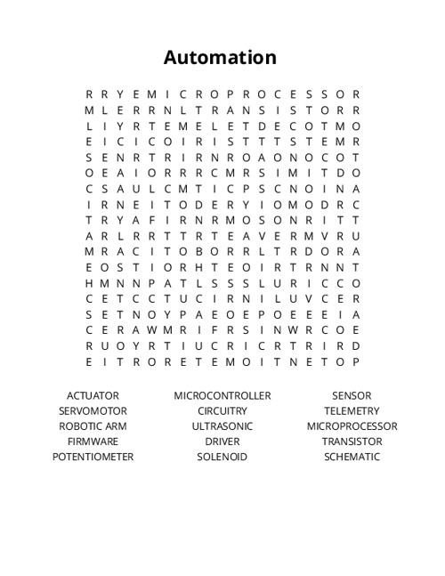 Automation Word Search Puzzle
