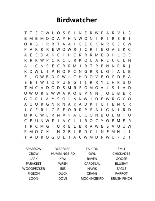 Birdwatcher Crossword Puzzle