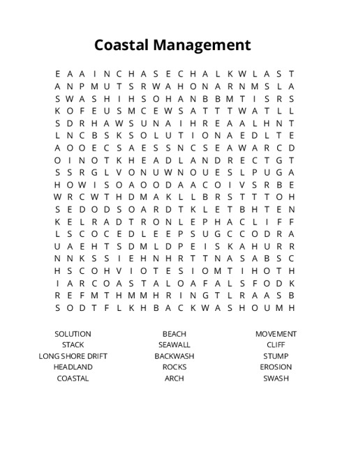 Coastal Management Crossword Puzzle