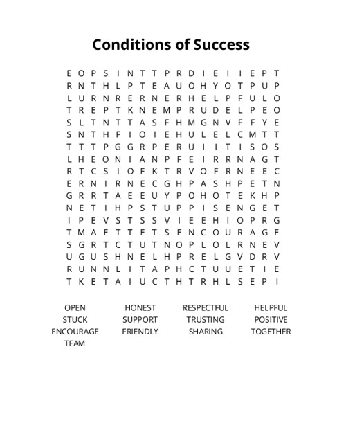 Conditions of Success Crossword Puzzle