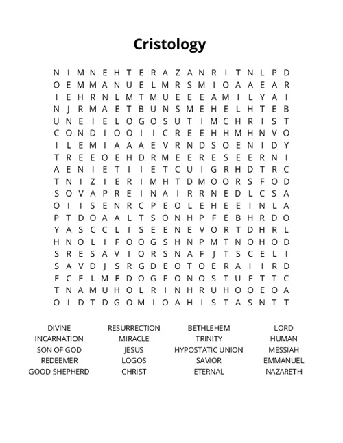 Cristology Word Search Puzzle