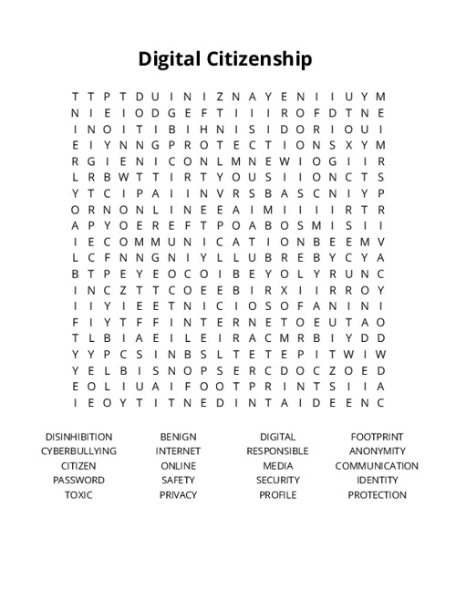 Digital Citizenship Word Search Puzzle