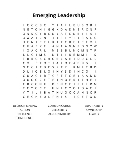 Emerging Leadership Crossword Puzzle