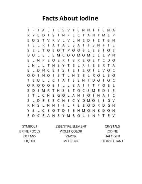 Facts About Iodine Crossword Puzzle