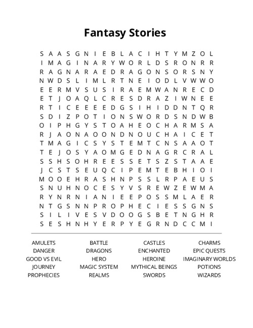 Fantasy Stories Crossword Puzzle