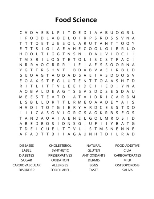 Food Science Crossword Puzzle