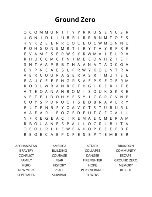 Ground Zero Crossword Puzzle