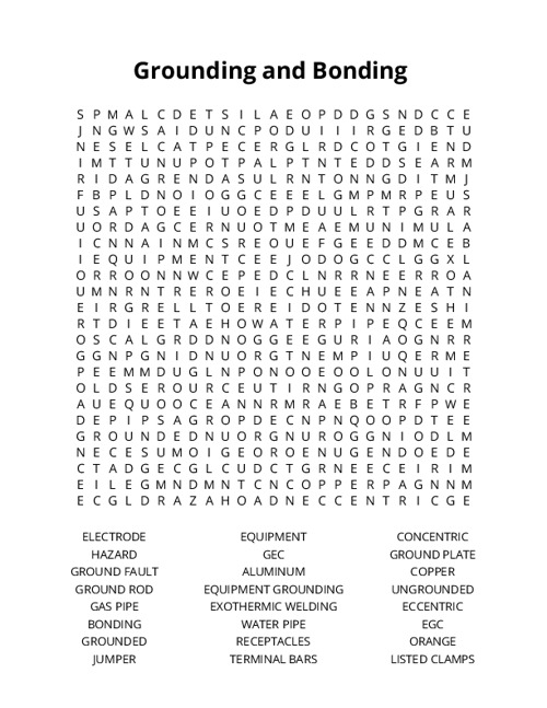 Grounding and Bonding Crossword Puzzle