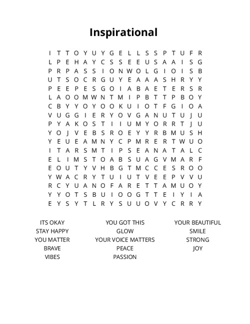 Inspirational Crossword Puzzle