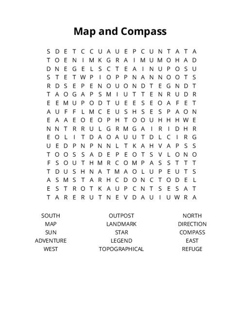 Map and Compass Crossword Puzzle