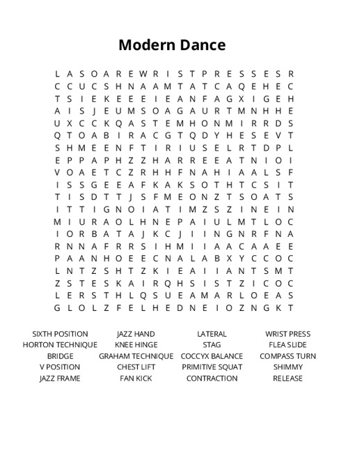 Modern Dance Crossword Puzzle