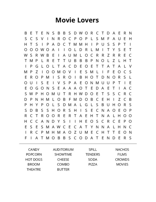 Movie Lovers Crossword Puzzle