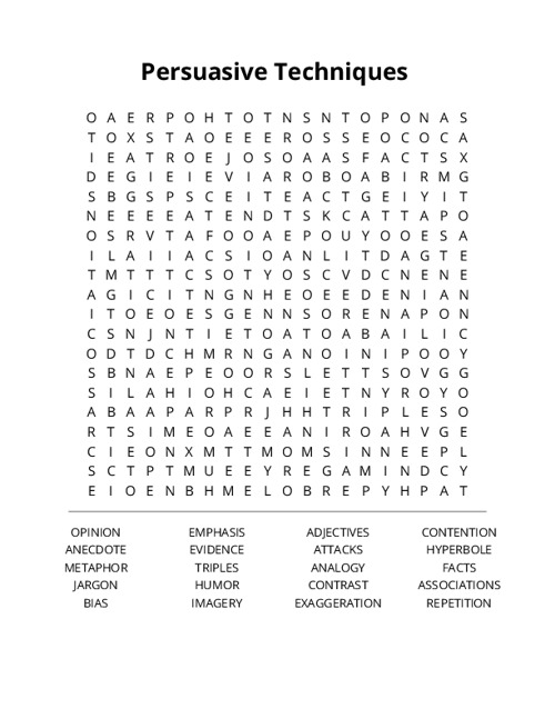 Persuasive Techniques Crossword Puzzle