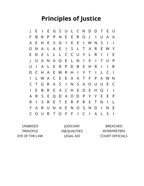 Principles of Justice Crossword Puzzle