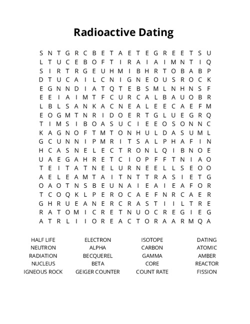 Radioactive Dating Crossword Puzzle