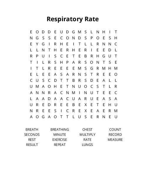 Respiratory Rate Crossword Puzzle