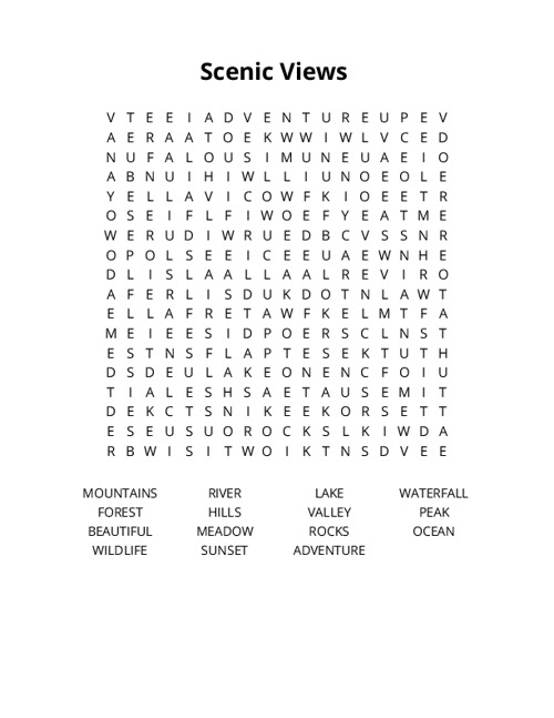 Scenic Views Crossword Puzzle