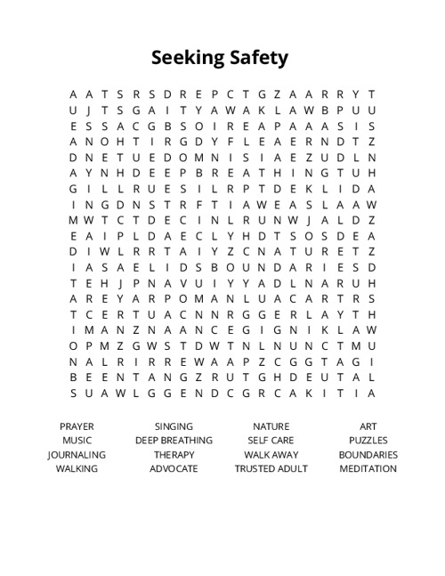 Seeking Safety Crossword Puzzle