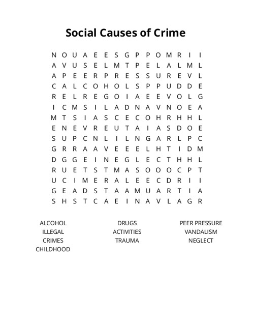 Social Causes of Crime Crossword Puzzle