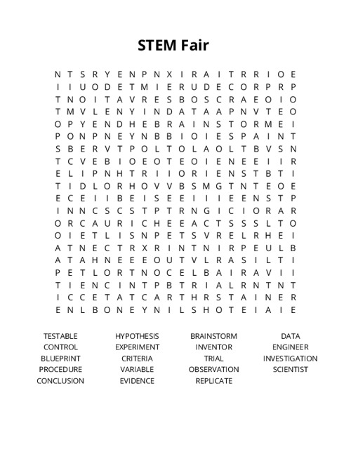 STEM Fair Word Search Puzzle