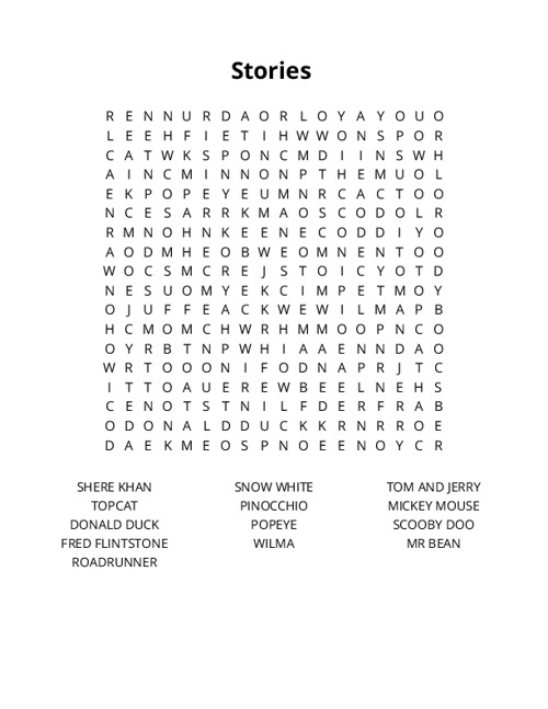 Stories Crossword Puzzle
