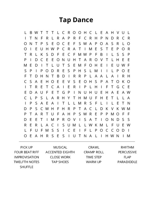 Tap Dance Crossword Puzzle