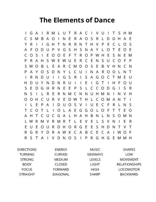 The Elements of Dance Crossword Puzzle